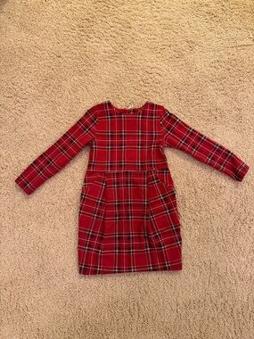 H&M Red Plaid Long-Sleeve Holiday Dress